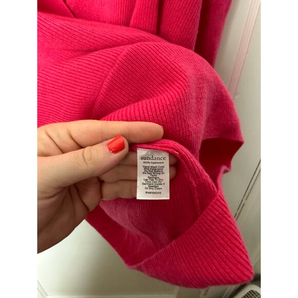Sundance Hot Pink 100% Cashmere Faux Wrap Ballerina Sweater Size XXL NEW - Picture 4 of 8